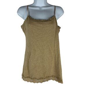 Sonoma Life + Style Womens Beige Lace Trim Cami Top Size M